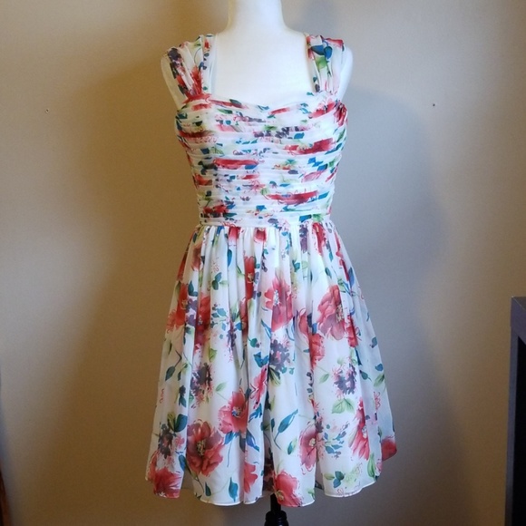 Unique Vintage Dresses & Skirts - Watercolor Floral Swing Dress